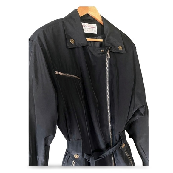 Vintage Black Nylon Short Trench Coat - Picture 3 of 8